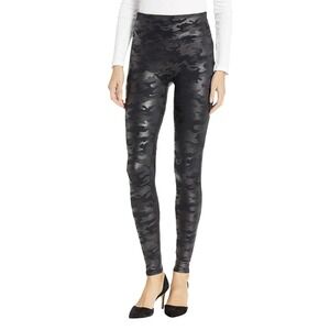 Spanx Leggings 20185R Faux Leather Leggings Matte Black‎ Camo M $110
